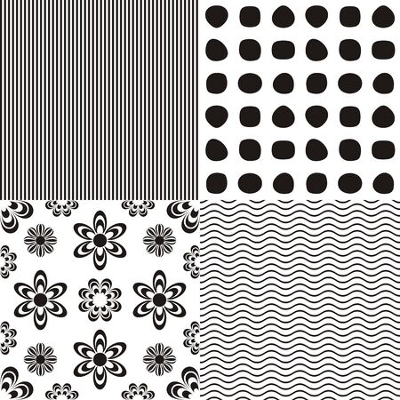 Vector seamless black and white patterns vintage collectionのイラスト素材