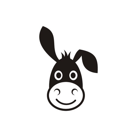 Cute black vector donkey head icon on whiteのイラスト素材