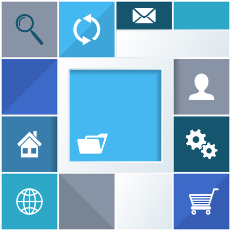 Infographic blue background with website and office iconsのイラスト素材
