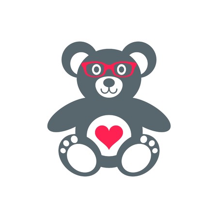 Vector teddy bear icon with heart and glassesのイラスト素材