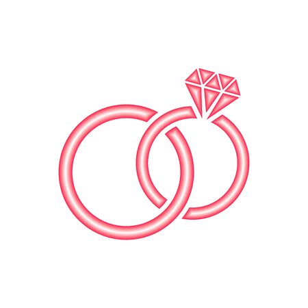 Red vector stylized wedding rings icon on whiteのイラスト素材