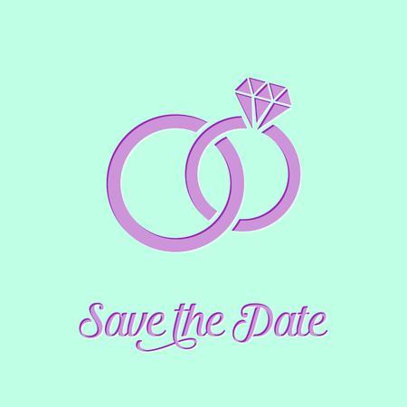 Wedding rings icon on mint background creative cardのイラスト素材