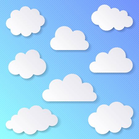 White blank clouds on beautiful blue striped background