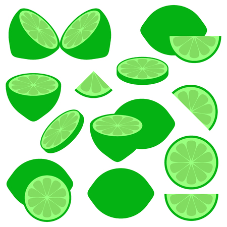 Green vector lime icons isolated on white backgroundのイラスト素材