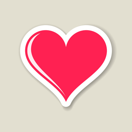 Red vector heart paper label with transparent shadowのイラスト素材