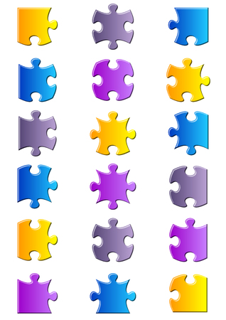 All possible shapes of jigsaw puzzle pieces gradientのイラスト素材
