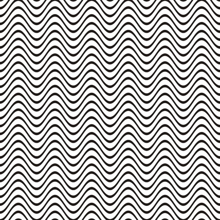Black seamless wavy line pattern vector illustrationのイラスト素材
