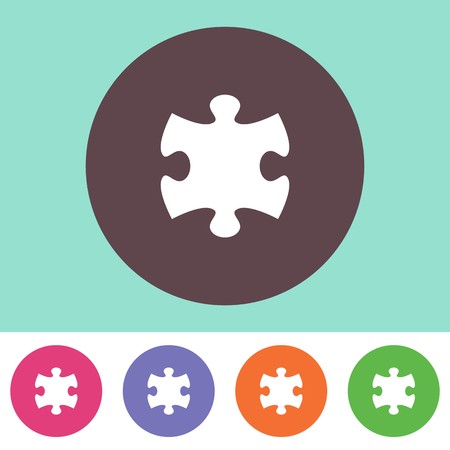 Vector puzzle piece icon on round colorful buttonsのイラスト素材