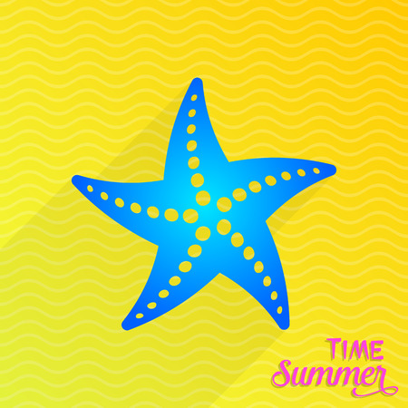 Vector summer time card with blue starfish iconのイラスト素材
