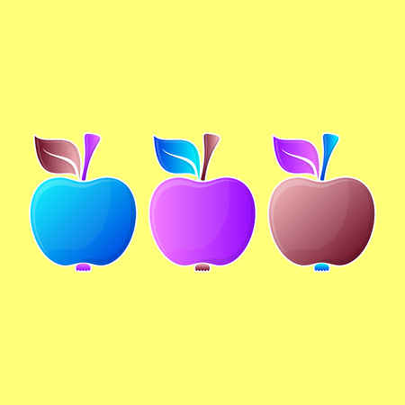 Abstract vector colorful apple icons with white contourのイラスト素材