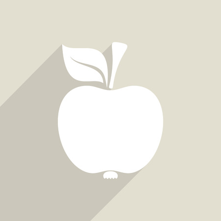 White vector apple icon long shadow designのイラスト素材