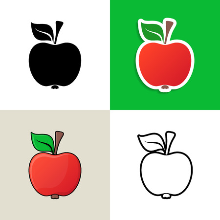 Various vector apple design elements on colorful squaresのイラスト素材