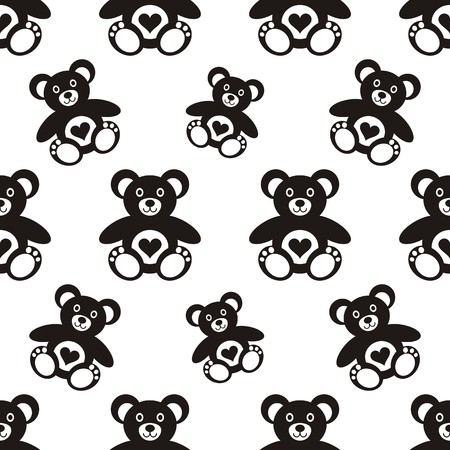 Seamless pattern with little black teddy bearsのイラスト素材