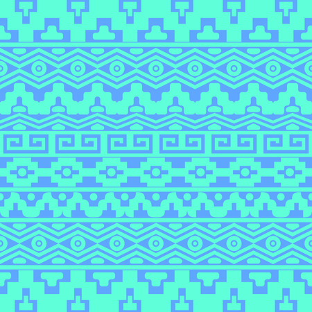 Turquoise vector seamless pattern with aztec ornaments
