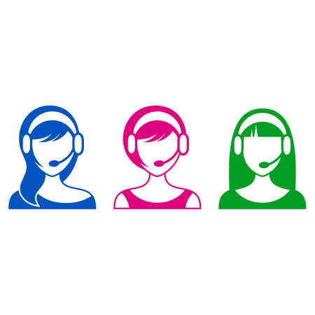 Colorful vector support or call center woman iconsのイラスト素材