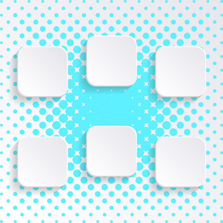 Vector blank white square buttons with transparent shadowsのイラスト素材
