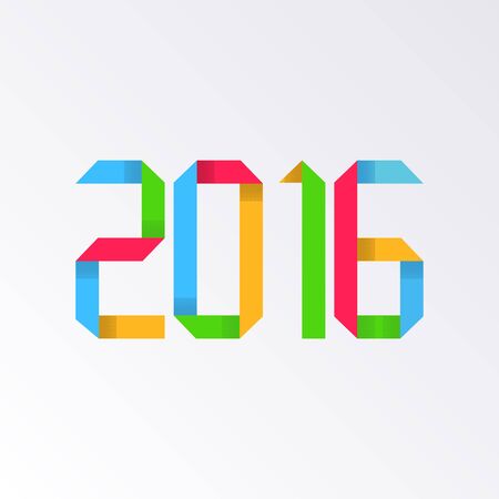 New year 2016 colorful greeting card origami designのイラスト素材