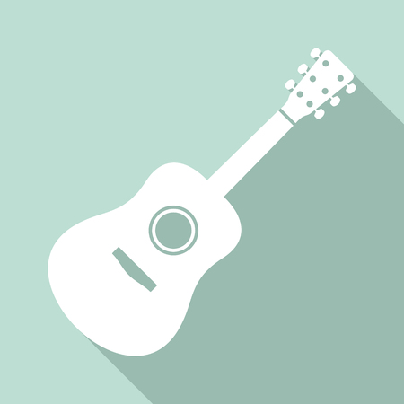 White vector guitar icon long shadow design cardのイラスト素材