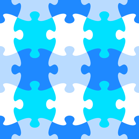 Blue vector jigsaw puzzle seamless pattern simple designのイラスト素材