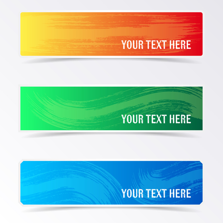 Colorful banners with brush strokes and shadowsのイラスト素材