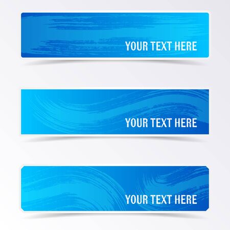 Blue banners with brush strokes and shadowsのイラスト素材