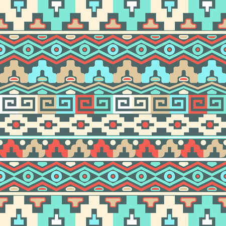 Vector seamless pattern with colorful aztec design elementsのイラスト素材