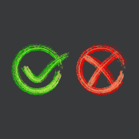 Check mark icons in circles brush stroke styleのイラスト素材
