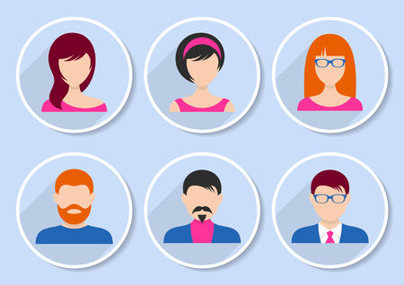 Men and women team avatar flat iconsのイラスト素材