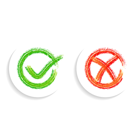 Check mark labels in circles brush stroke styleのイラスト素材