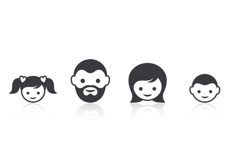 Family members face icons with reflection vector illustrationのイラスト素材