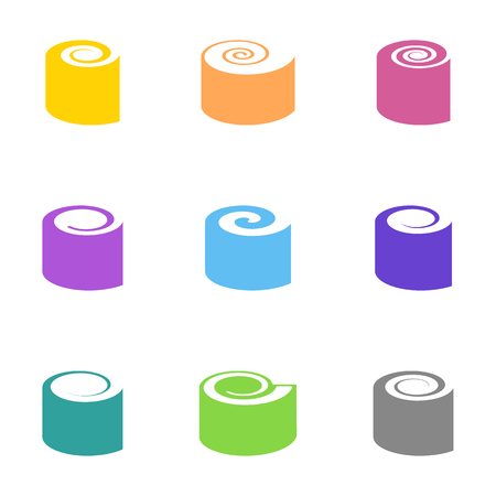 Colorful vector sushi icons collection on white backgroundのイラスト素材