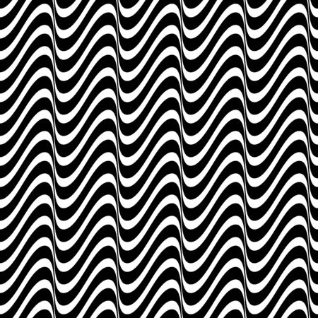 Black vector simple seamless wavy line patternのイラスト素材