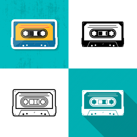 Various music cassette tape icons collection vector illustrationのイラスト素材