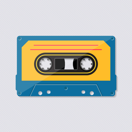 Retro music cassette tape icon colorful vector illustrationのイラスト素材