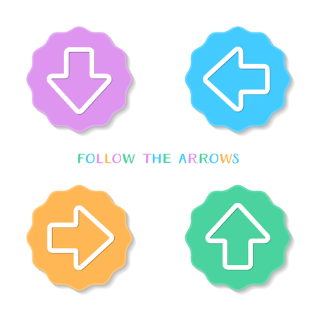 Colorful vintage up down left right arrow buttonsのイラスト素材