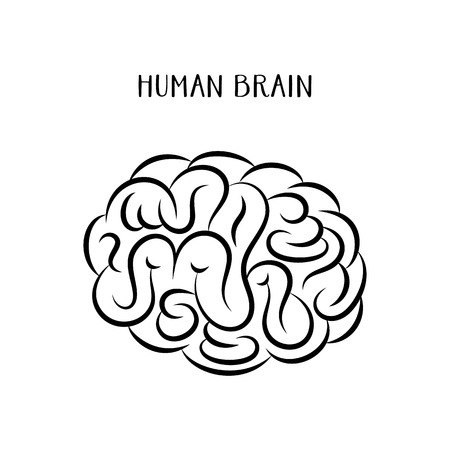 Black abstract human brain icon vector illustrationのイラスト素材