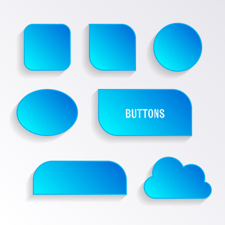Modern vector blank blue various buttons with shadowsのイラスト素材