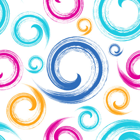 Colorful seamless pattern with brush strokes spiral elementsのイラスト素材