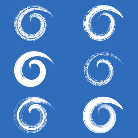 Spiral vector white brush strokes collection on blueのイラスト素材