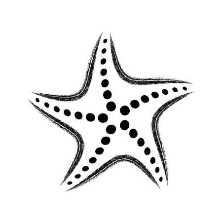Black vector stylized starfish brush strokes icon isolatedのイラスト素材