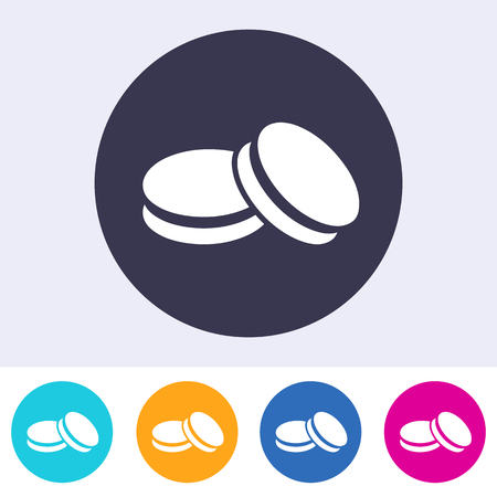 Single vector macarons icon on round colorful buttonsのイラスト素材