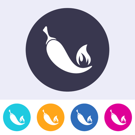 Vector chilli pepper icon on round colorful buttonsのイラスト素材