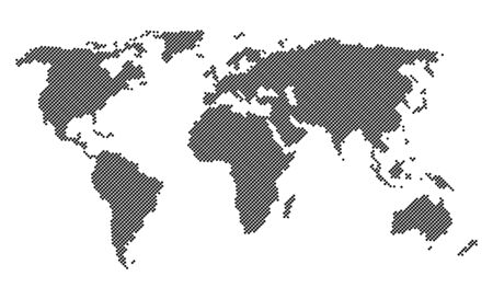Black dotted world map isolated on white backgroundのイラスト素材