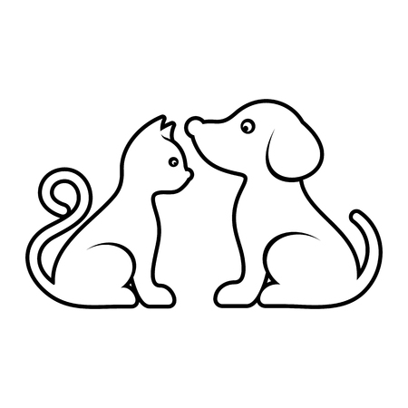 Vector cat and dog high quality outline illustrationのイラスト素材