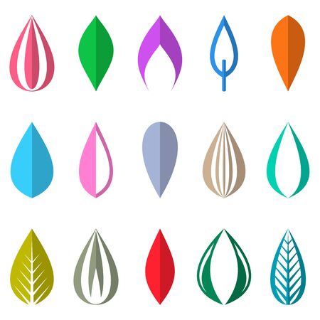 Different origami colorful simple leaves on white backgroundのイラスト素材