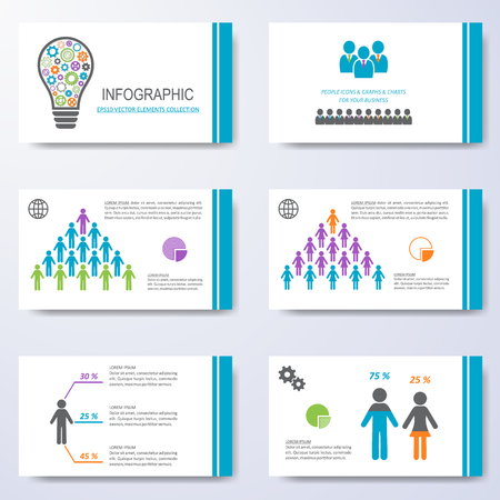 Vector template for presentation slides with demographic iconsのイラスト素材