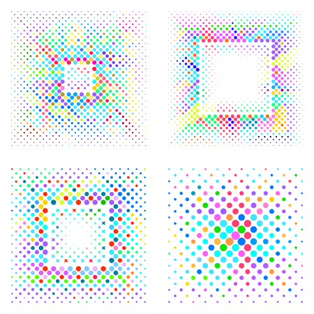 Colorful vector mosaic square halftone design elements collectionのイラスト素材