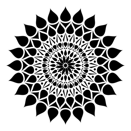 Black geometric abstract round mandala vector illustrationのイラスト素材
