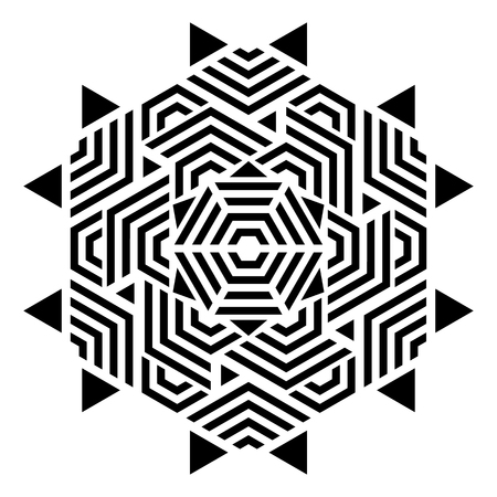 Black geometric abstract round mandala vector illustrationのイラスト素材