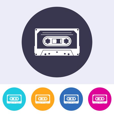 Vector audio cassette icon on round colorful buttonsのイラスト素材